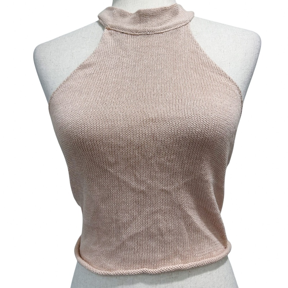 Free People Knit Halter Top XS / Small Tie Back Open Back Festival Mockneck (6) - Picture 7 of 9